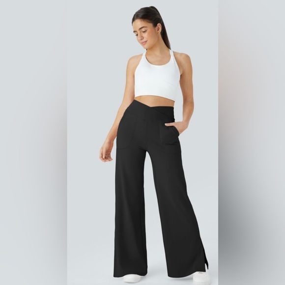 HALARA Pants - HALARA Black DayStretch Crossover Pocket Hem Wide
Leg Yoga Pants